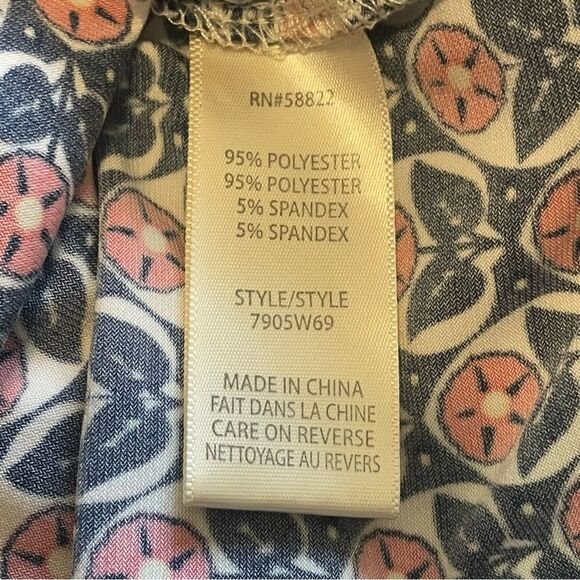 Max Studio Navy Peach Sleeveless Dress Plunging Neckline, size Large - Picture 7 of 8